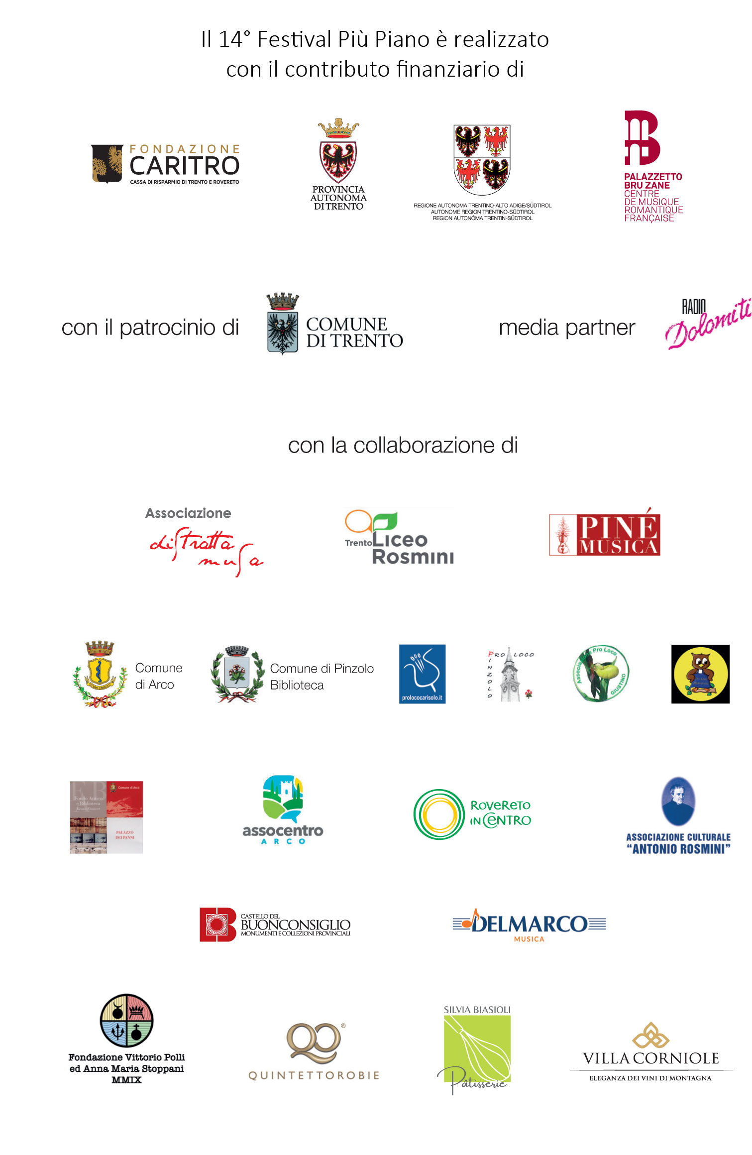 14° Festival Più Piano è realizzato con il contributo